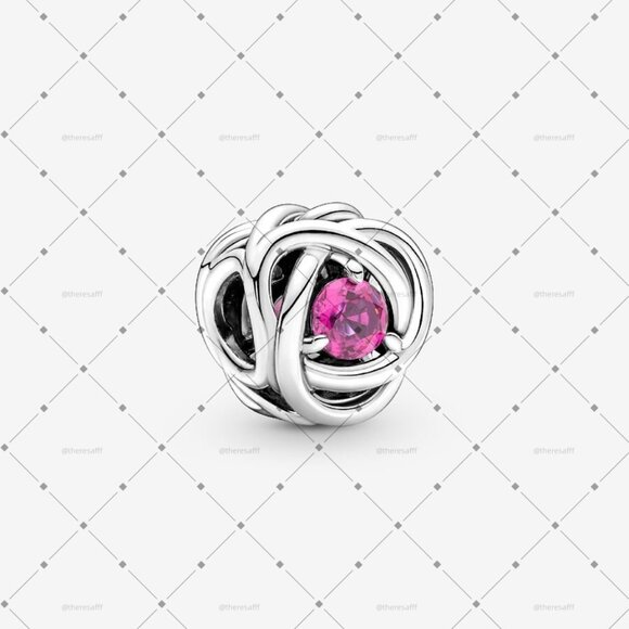 Pandora October Pink Eternity Circle Charm|Pendant - Picture 1 of 2